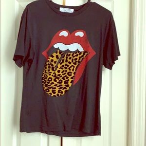 Free People Rolling Stones Leopard Band Tee